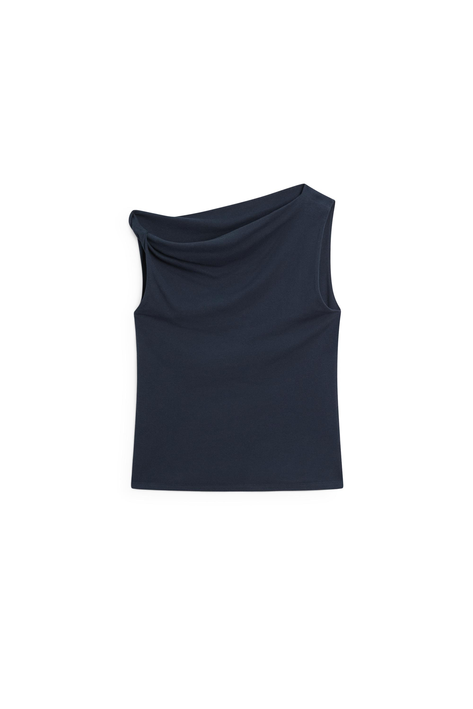 Asymmetric drop sleeve top - DARK BLUE | Massimo Dutti US
