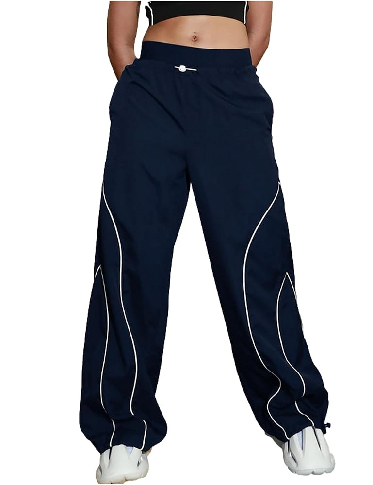 Zontroldy Cargo Pants Women Parachute Pants Y2K Baggy Casual High Waist Wide Leg Track Pants Stre... | Amazon (US)