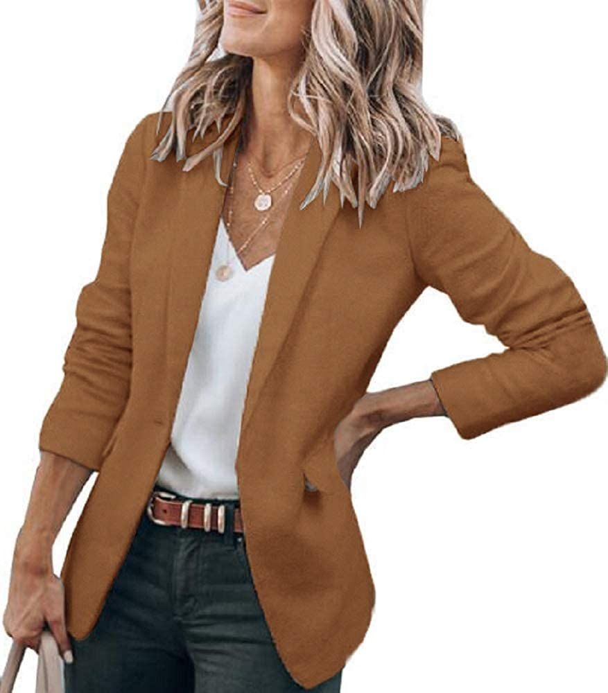 Cicy Bell Womens Casual Blazers Open Front Long Sleeve Work Office Jackets Blazer (Z-Brown, Small... | Amazon (US)