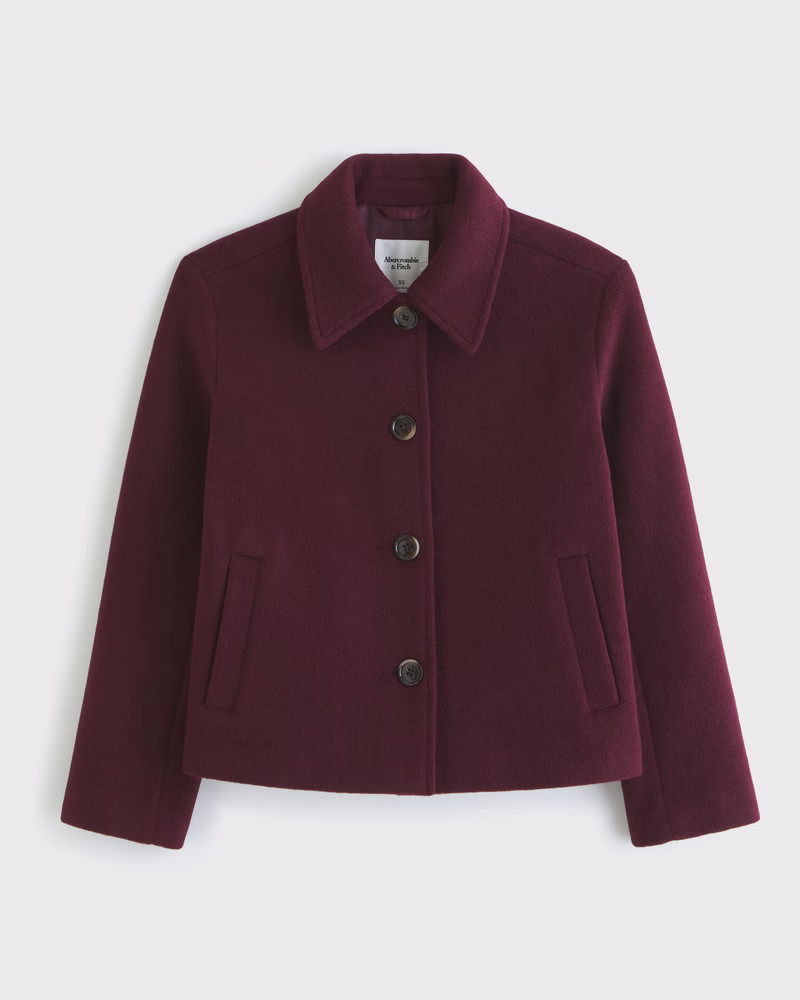 Wool-Blend Short Coat | Abercrombie & Fitch (US)