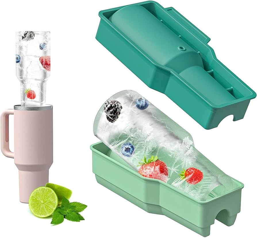 Ice Cube Tray For Stanley Cup, Silicone Ice Cube Freezer Molds with Lid, All-in-one Hollow Semi-c... | Amazon (US)