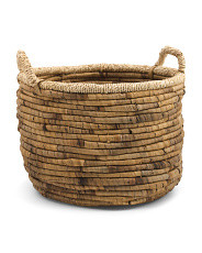 Medium Palm Leaf Rim Basket With Handles | Marshalls