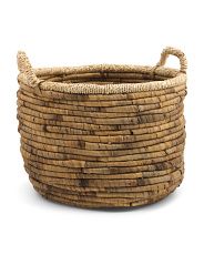 Medium Palm Leaf Rim Basket With Handles | Marshalls
