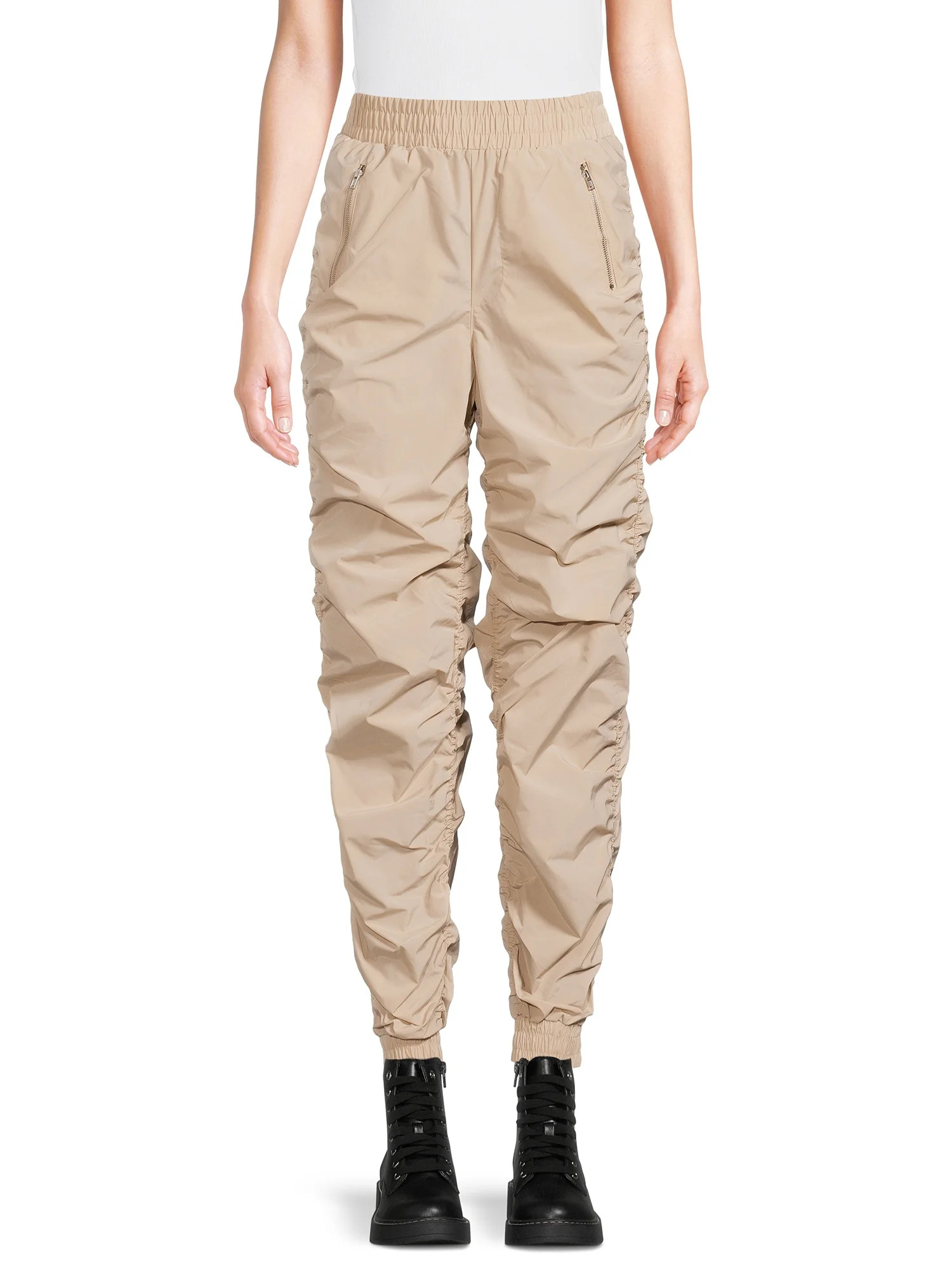 Madden NYC Juniors Ruched Side Joggers, 28” Inseam, Sizes XS-3XL - Walmart.com | Walmart (US)