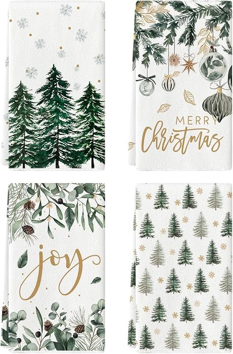Artoid Mode Green Ornament Christmas Kitchen Towels Set of 4 18x26 Inch | Amazon (US)