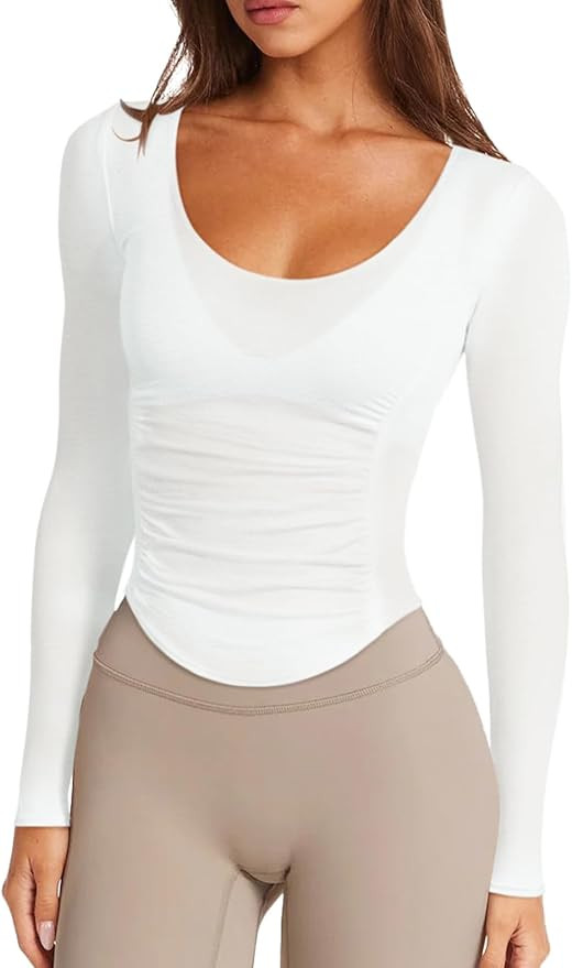 LASLULU Womens Active Long Sleeve Workout Tops Scoop Neck Athletic Yoga Gym Running Shirts Tops C... | Amazon (US)