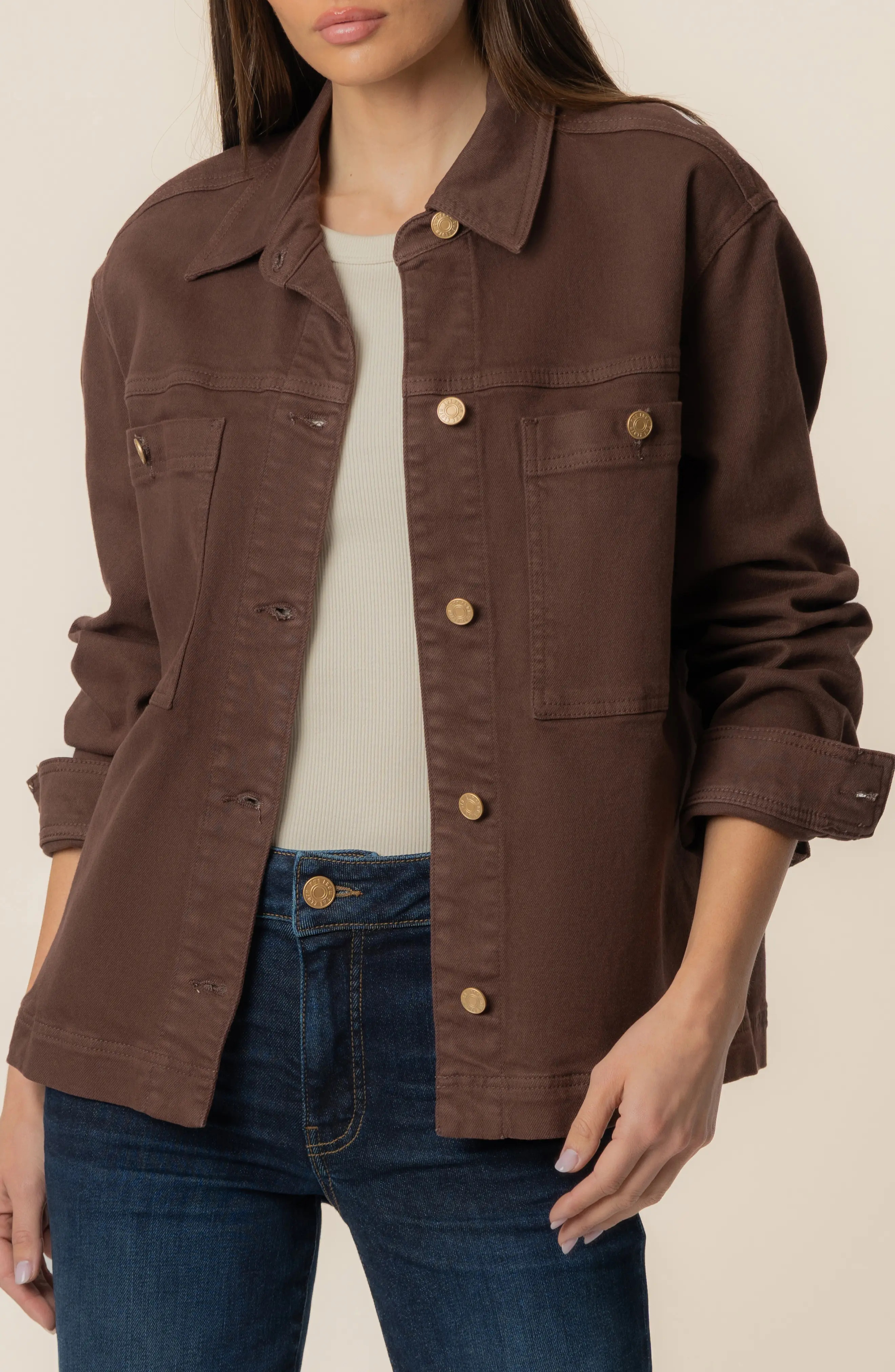 KUT from the Kloth Barb Stretch Cotton Shirt Jacket (Women) | Nordstrom | Nordstrom