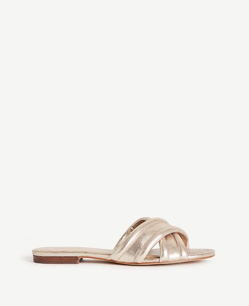 Ann Taylor Gretel Metallic Leather Slides | Ann Taylor (US)