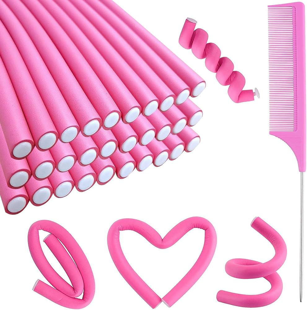 30PCS 9.45" Flexible Curling Rods Hair Twist Flexi Rods Hair Curlers Set,Twist Foam Hair Rollers ... | Amazon (US)
