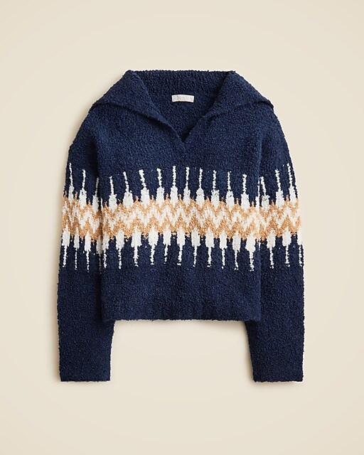 Fair Isle johnny-collar sweater in bouclé yarn | J. Crew US