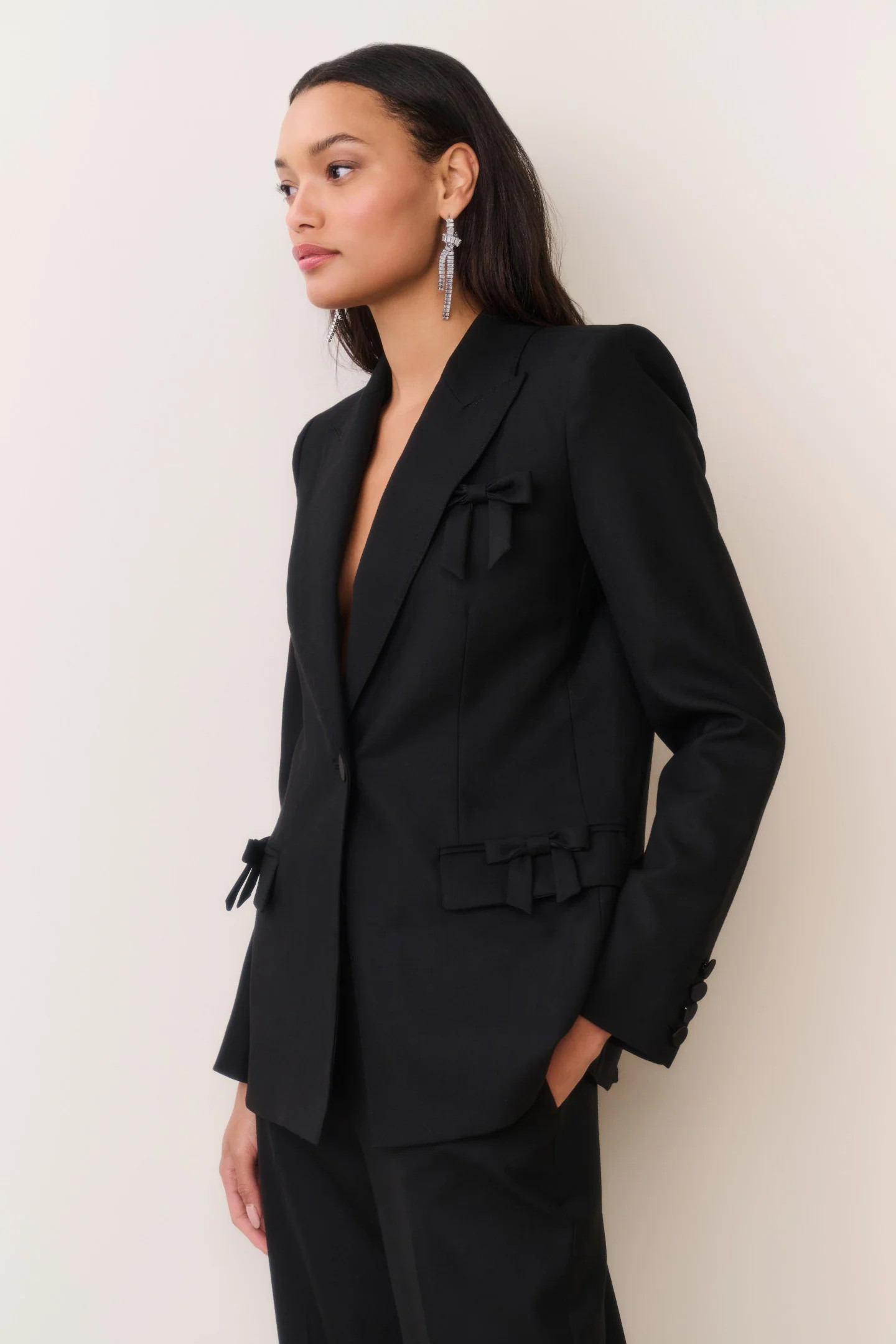 Shayne Wool-Blend Bow-Embellished Blazer | LoveShackFancy