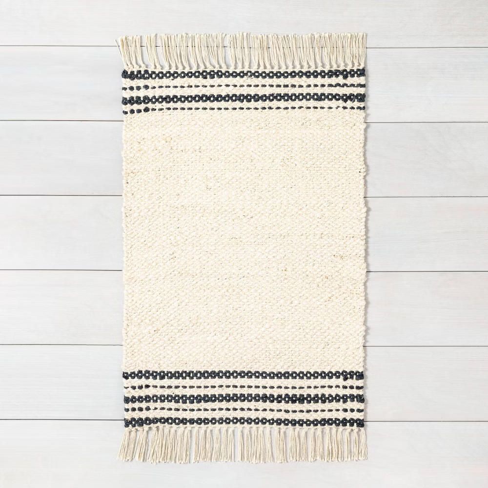 2'x3' Rug Jute Charcoal Stripe - Hearth & Hand with Magnolia, Adult Unisex, Size: 2'x3', Black Beige | Target