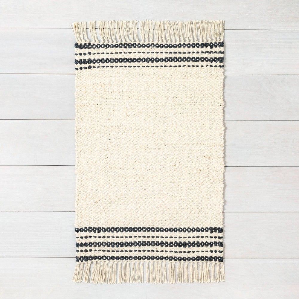 2'x3' Rug Jute Charcoal Stripe - Hearth & Hand with Magnolia, Adult Unisex, Size: 2'x3', Black Beige | Target