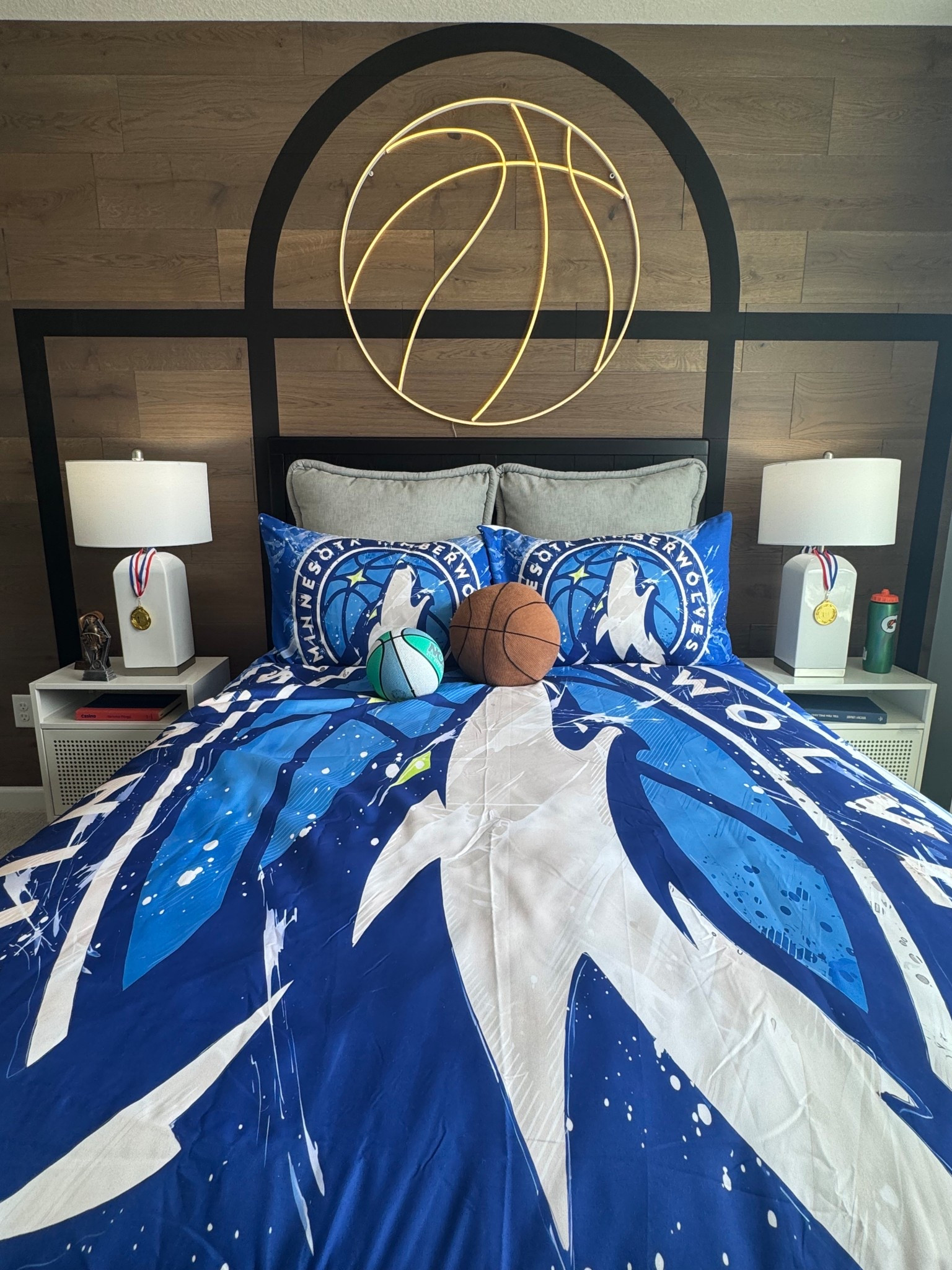 Boys sports bedroom, basketball, Timberwolves, artwork, nightstand, wayfair, pottery barn, teen. 

#LTKHome #LTKKids #LTKGiftGuide