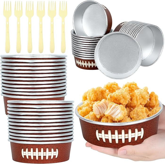 gisgfim 24 Set Football Party Supplies 18.6oz Snack Bowls Disposable Ice Cream Cups Football Game... | Amazon (US)