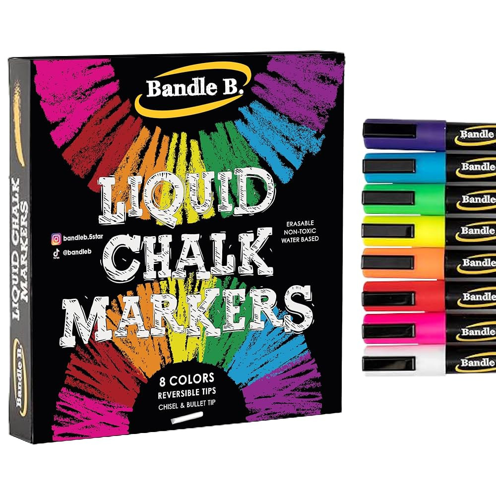 Chalk Markers - 8 Vibrant, Erasable, Non-Toxic, Water-Based, Reversible Tips, For Kids & Grown-Up... | Amazon (US)