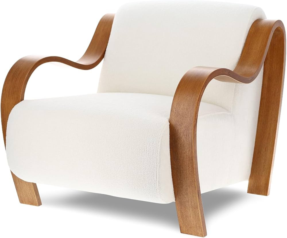 Valencia Alexis Boucle Fabric Accent Chair 30" - Heart-Shaped Arms, Modern Armchair for Living Ro... | Amazon (US)