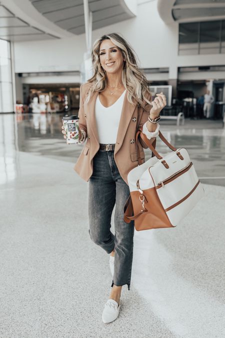 This has been, by far, the softest blazer I’ve owned. It’s got a comfortable stretch to it and I love the shape it gives to looks. Travel look, airport outfit, jeans, travel bag, overnight bag, weekend bag, luggage

#LTKstyletip #LTKitbag #LTKtravel