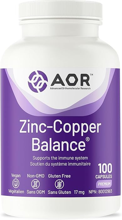 AOR Zinc Copper Balance 17mg, 100 V-Caps, 100-Day Supply - Nutrient Support for Skin, Hair, Bone ... | Amazon (CA)