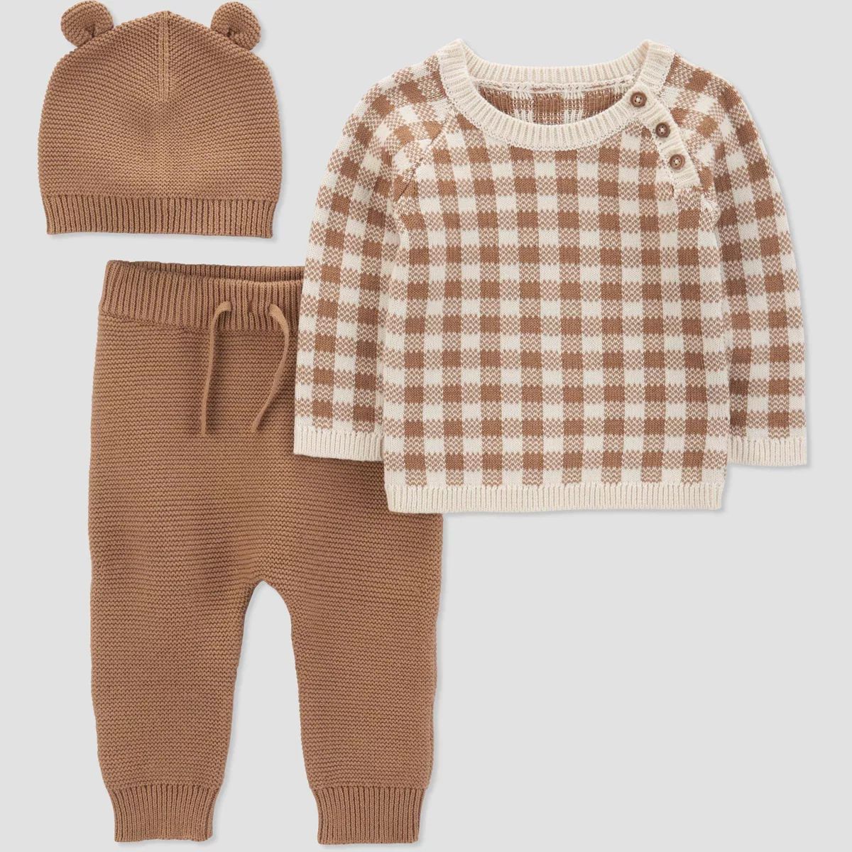 Carter's Just One You® Baby Boys' Checkered Top & Bottom Set - Cream/Brown | Target