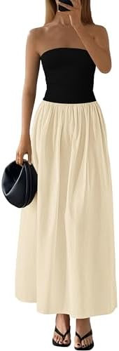 PRETTYGARDEN Women Summer Elegant Strapless Maxi Dress Tube Top | Amazon (US)