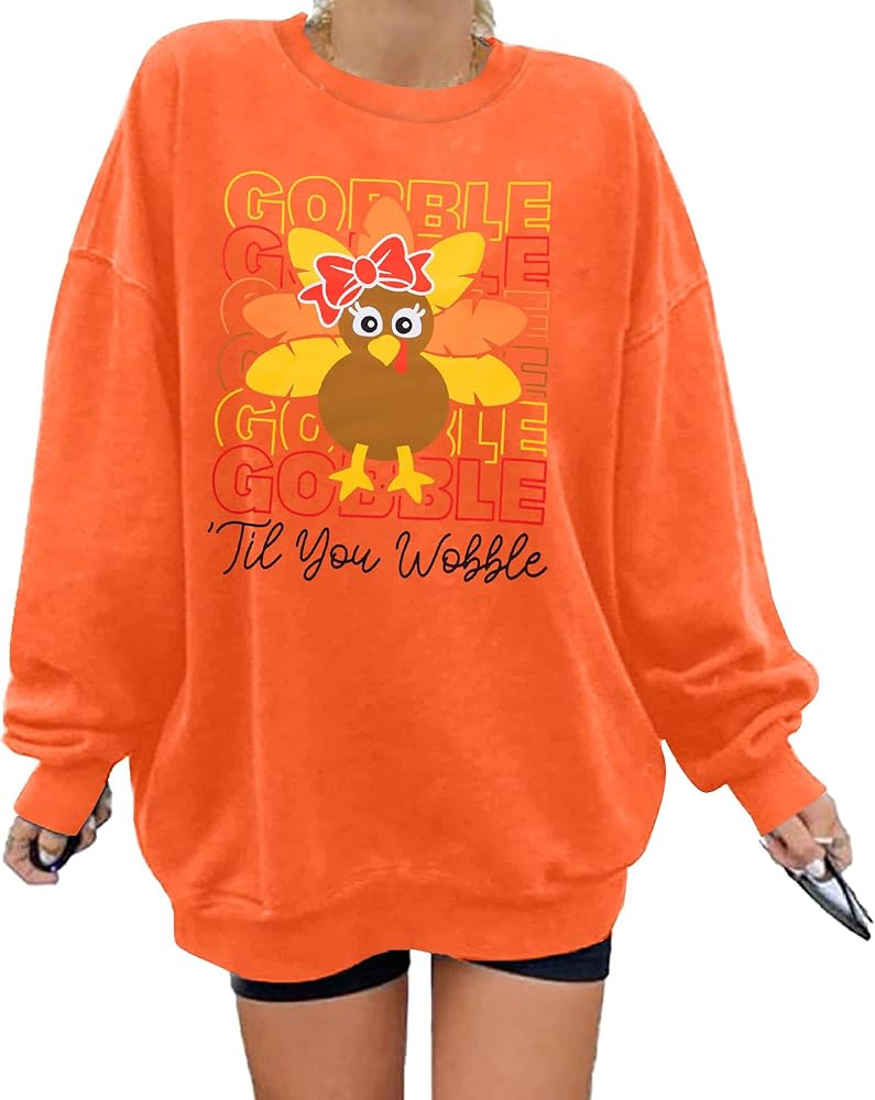FRYAID Thanksgiving Sweatshirt Women Gobble Gobble Shirt Thanksgiving Turkey Sweaters Pumpkin Sea... | Amazon (US)
