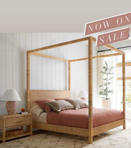 This gorgeous canopy bed on sale.  Bedroom decor, nightstand, pottery barn sale

#LTKhome #LTKsalealert #LTKSeasonal