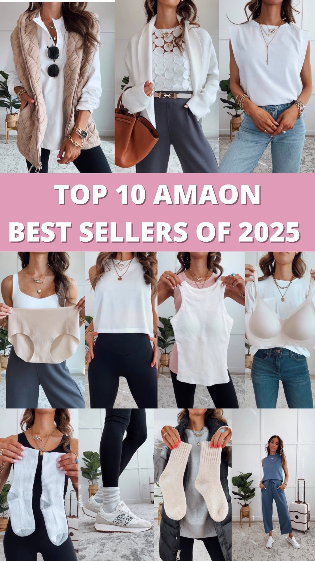 Top 10 Amazon Best Sellers of 2025
1. Vest - fits oversized, wearing a small
2. Belt - fit true to size 
3. Tshirt- fits true to size, wearing a small 
4. Underwear - fit true to size 
5. Anti-pooch leggings - fit true to size, wearing a xsmall
6. Tanks with built in bra- fit true to size 
7. Tunic t-shirt - fit oversized, wearing my true to size small
8. Socks - both fit true to size 
9. Travel set - fits true to size , wearing a small. 
10. Seamless bra - fits true to size. I wear a 32B and got a small

#LTKFindsUnder50 #LTKFindsUnder100 #LTKSaleAlert