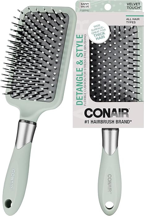 Conair Velvet Touch Paddle Cushion hair brush - Detangling hairbrush - curly or straight styles -... | Amazon (US)