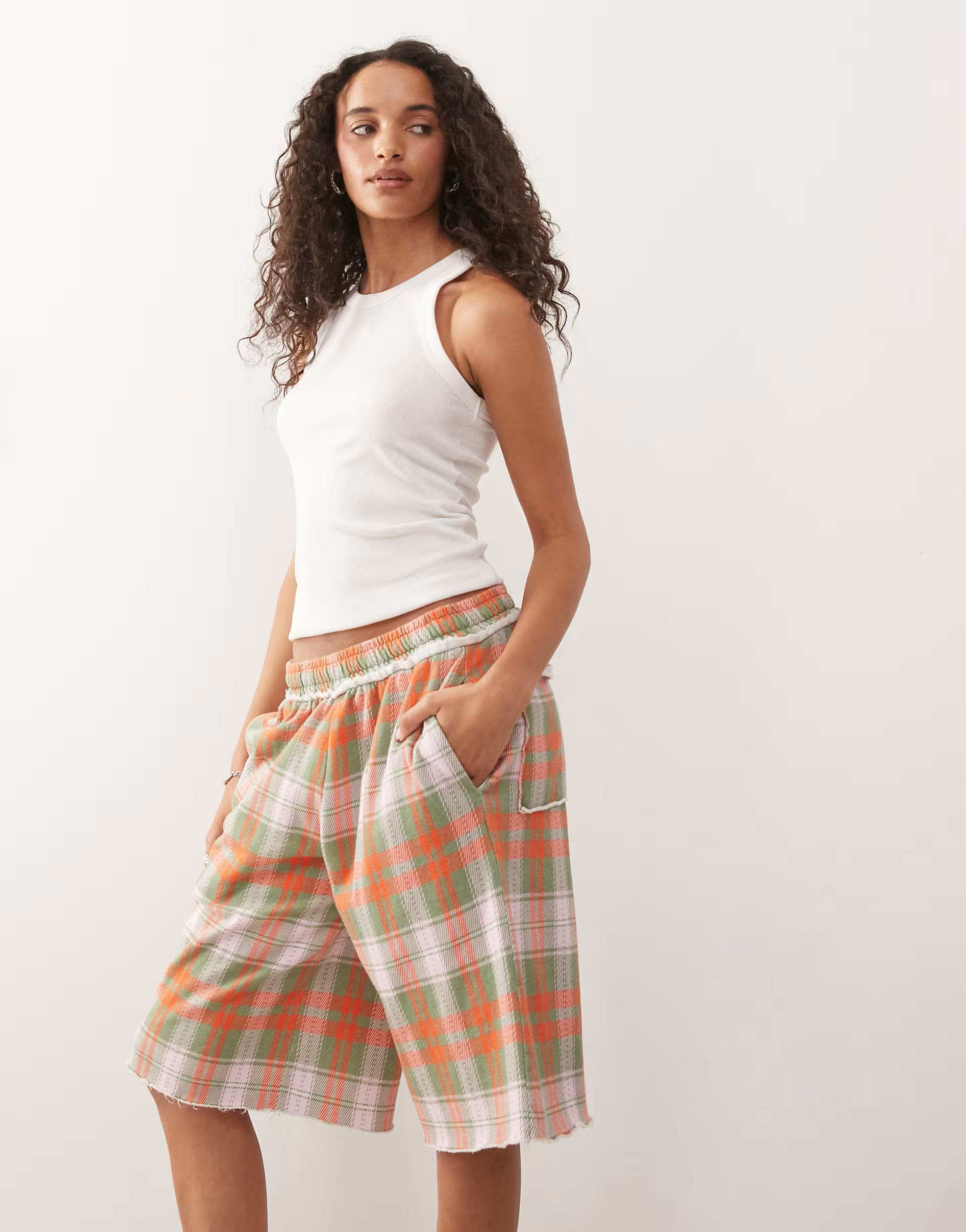 COLLUSION check print long jogger shorts | ASOS | ASOS (Global)
