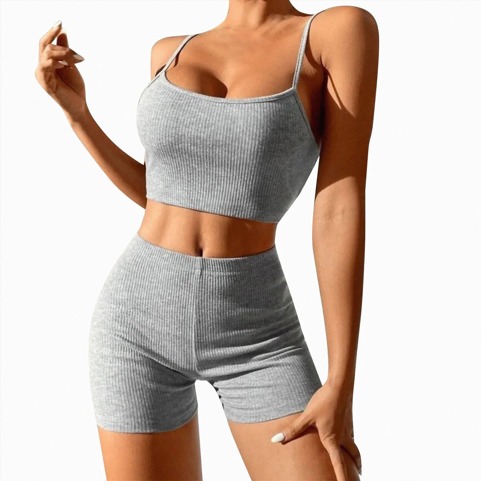 Hessimy 2 Piece Workout Sets for Women Sports Bras Gym Sets Booty Leggings Outfits(Grey,M) - Walm... | Walmart (US)