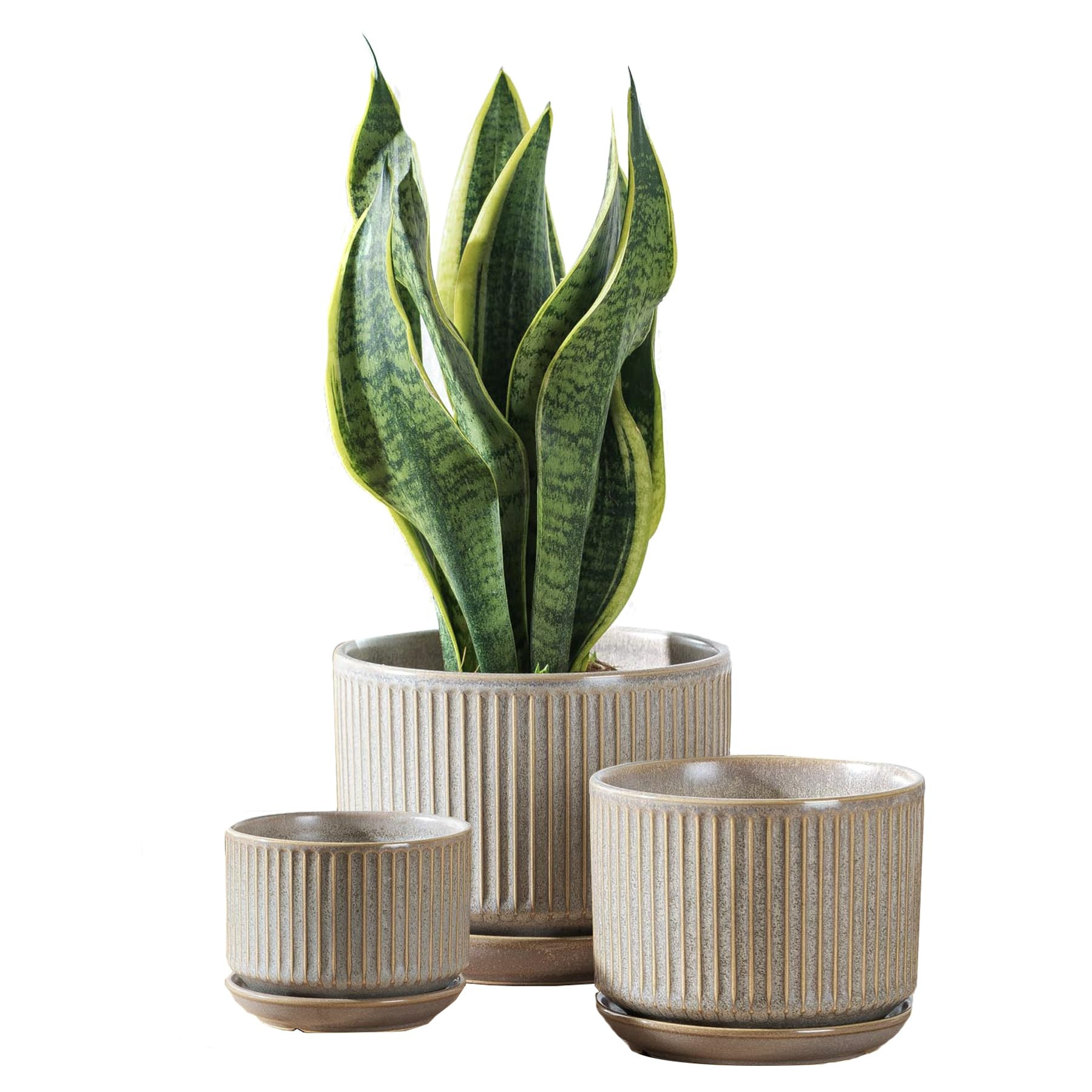 Speckle Gray Ceramic Plant Pots Set of 3, 4.3+5.5+6.7 Inch Indoor Flower Pot with Drainage Hole &... | Amazon (US)