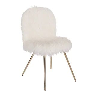 Silver Orchid Conklin White Fur and Gold Accent Chair | Bed Bath & Beyond