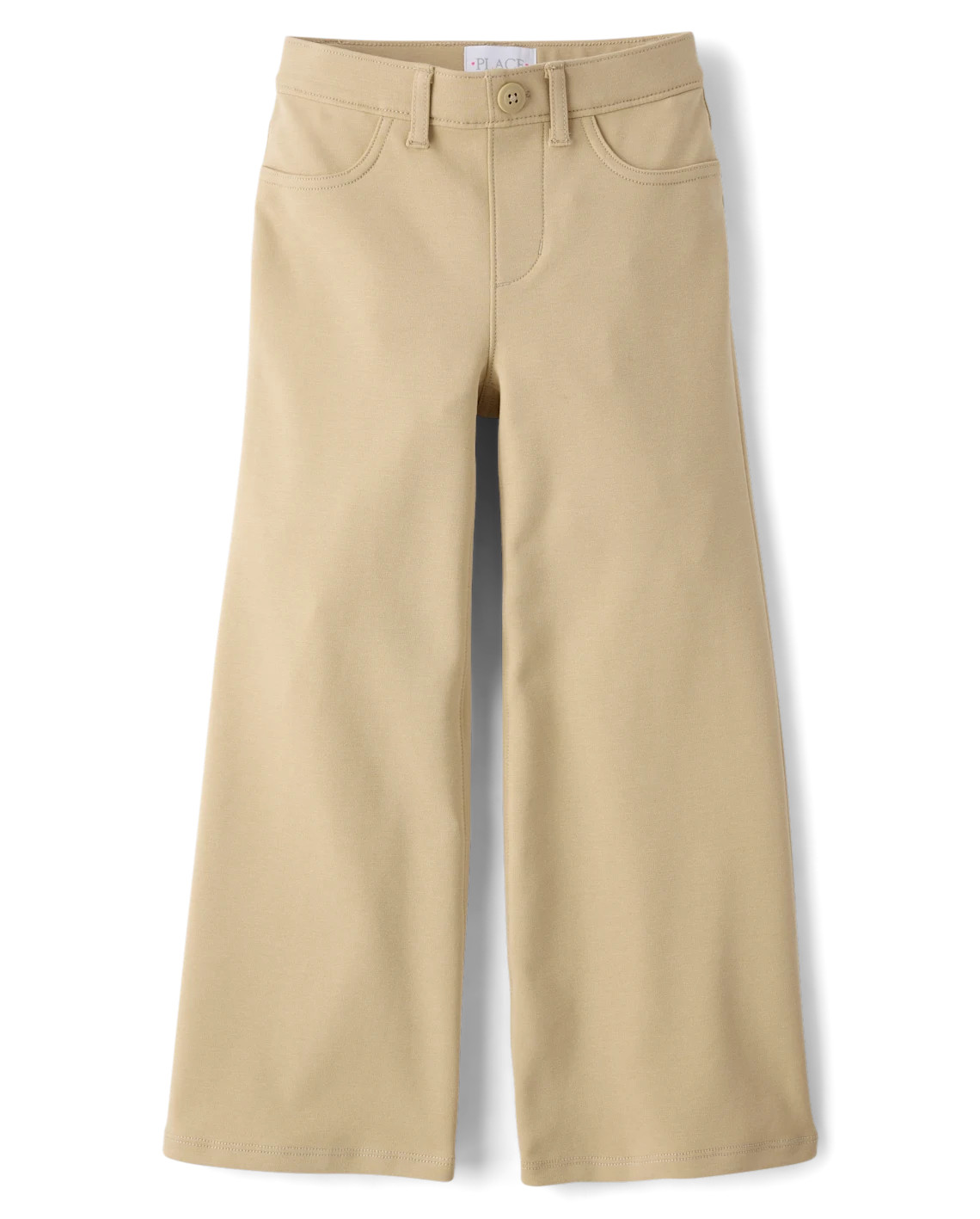 Girls Uniform Ponte Knit Pull On Wide Leg Pants - tan | The Children's Place