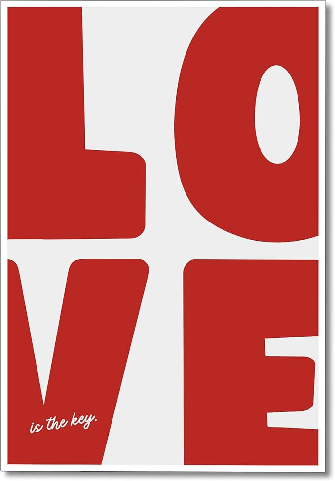Trendy Red LOVE IS THE KEY Canvas Wall Art, Inspiring Art Poster, Romantic Minimalist Picture, Wa... | Amazon (US)