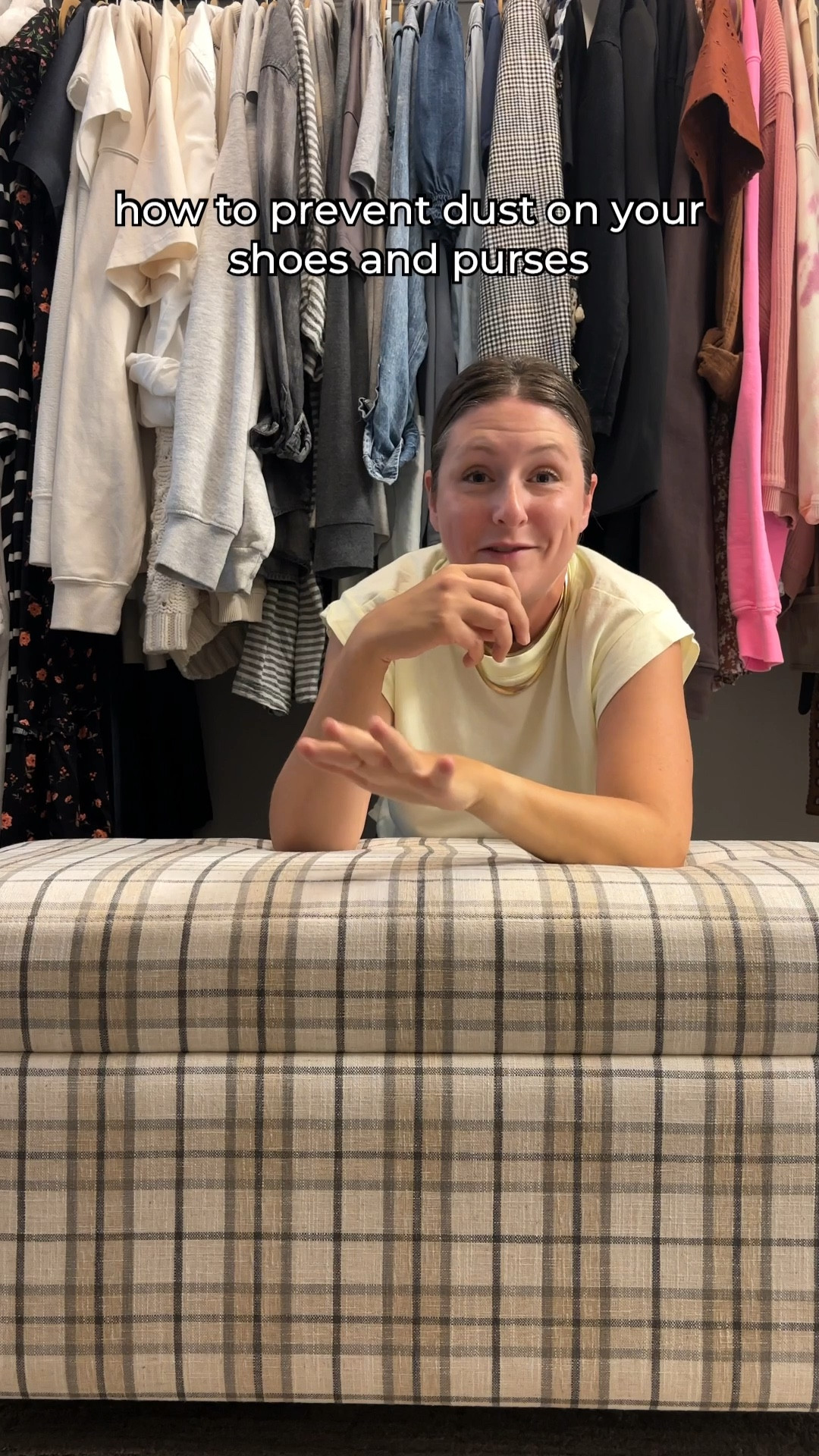 
 #wayfairpartner Are you tired of struggling to find space in your small closet? 'Cause same.  So I decided to do something about it. I got this plaid storage bench from @wayfair to keep all my shoes and purses organized, and it has made such a difference. It keeps everything free of dust, uses precious vertical space, and goes perfectly with our modern organic home. 

I’ve also rounded up a brand new batch of Wayfair deals and finds to help you decorate on a budget. We’re talking a modern organic vase, a steal of a deal on wicker baskets, a neutral wood dresser, and so much more. #wayfair 


#LTKHome #LTKFindsUnder100 #LTKVideo