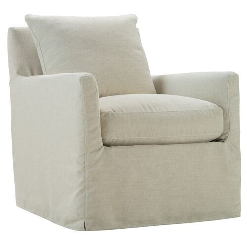 Vivian Slipcover Swivel Glider Chair - Pearl - White | One Kings Lane