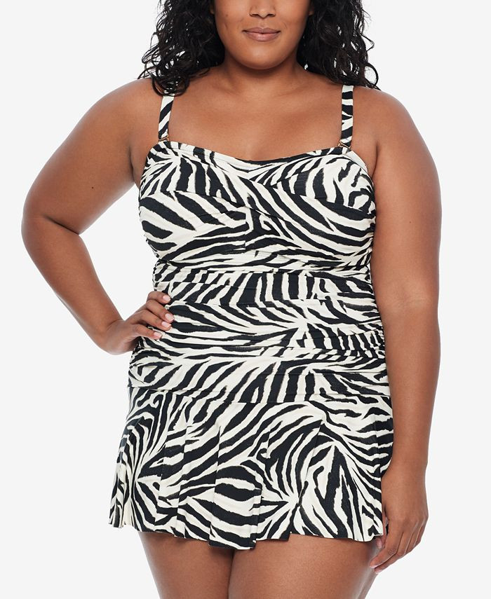 Plus Size Tummy Control Skirted One Piece Swimsuit | Macys (US)