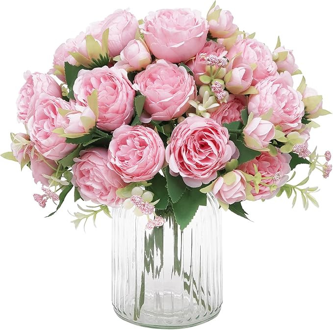 MARTINE MALL 2 Packs Peonies Artificial Flowers, Light Pink Artificial Peonies, Silk Peonies Flow... | Amazon (US)