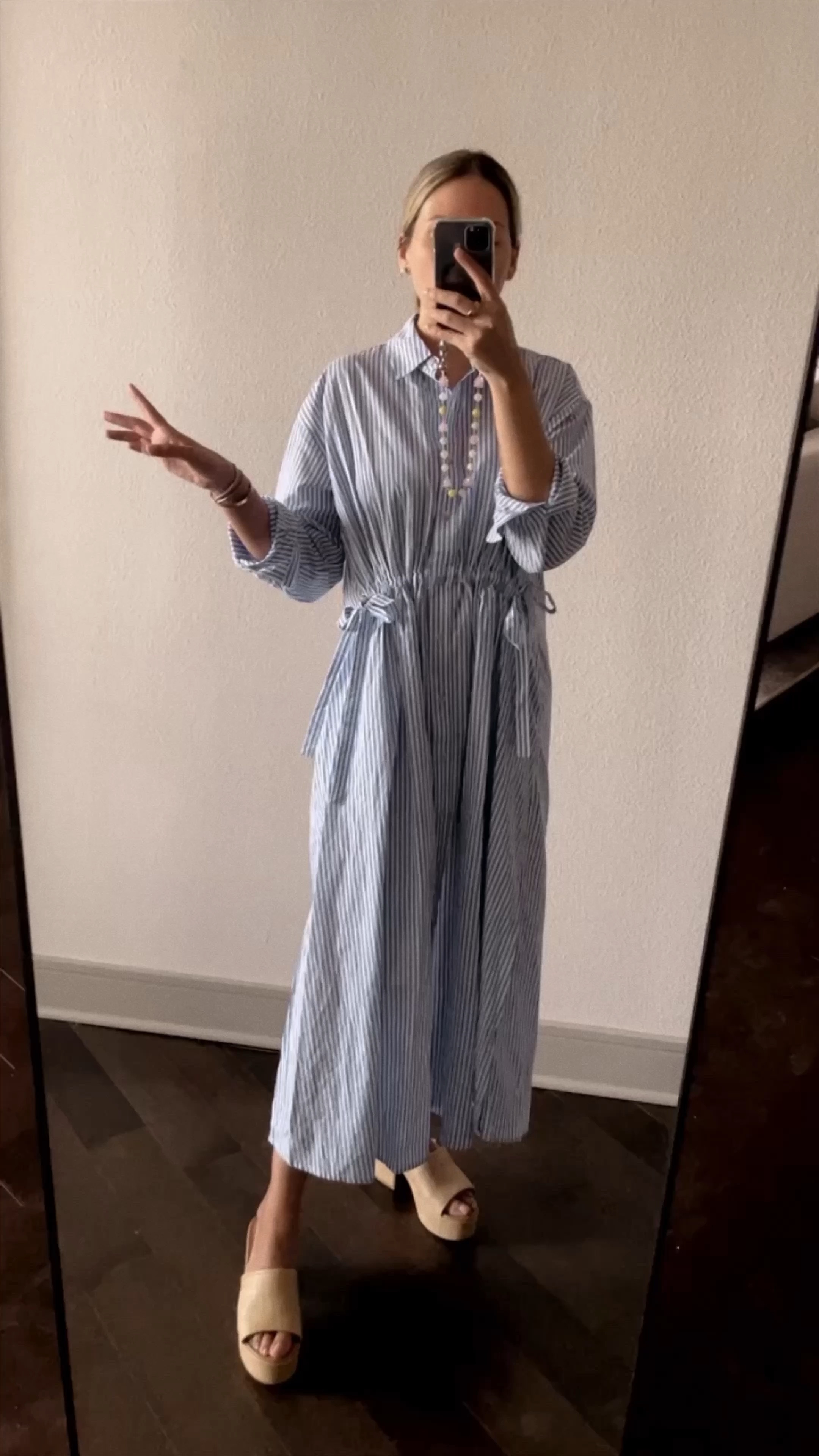 Target striped shirt dress and raffia platform sandals 

Dress - small TTS 
shoes - 8.5 TTS 

#LTKxTarget