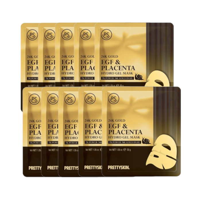 PRETTYSKIN - 24K Gold EGF & Placenta Hydro Gel Mask - 10pcs Set | Stylevana