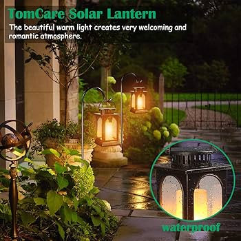 TomCare Solar Lights Flickering Flame Upgraded Metal Solar Lantern Outdoor Hanging Decorative Lan... | Amazon (US)