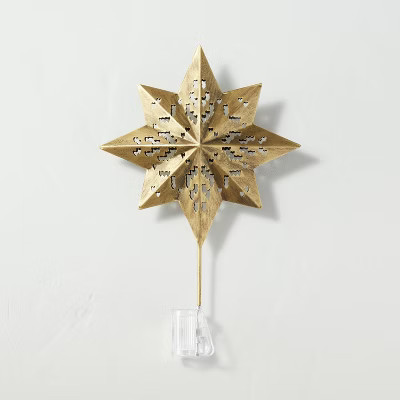 13" Perforated Geometric Star Christmas Tree Topper Brass Finish - Hearth & Hand™ with Magnolia | Target