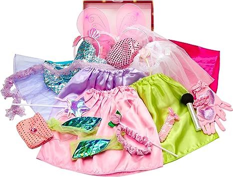 Girls Dress up Trunk Princess,Mermaid,Bride,Pop Star, Ballerina,Fairy Costume Set for Little Girl... | Amazon (US)