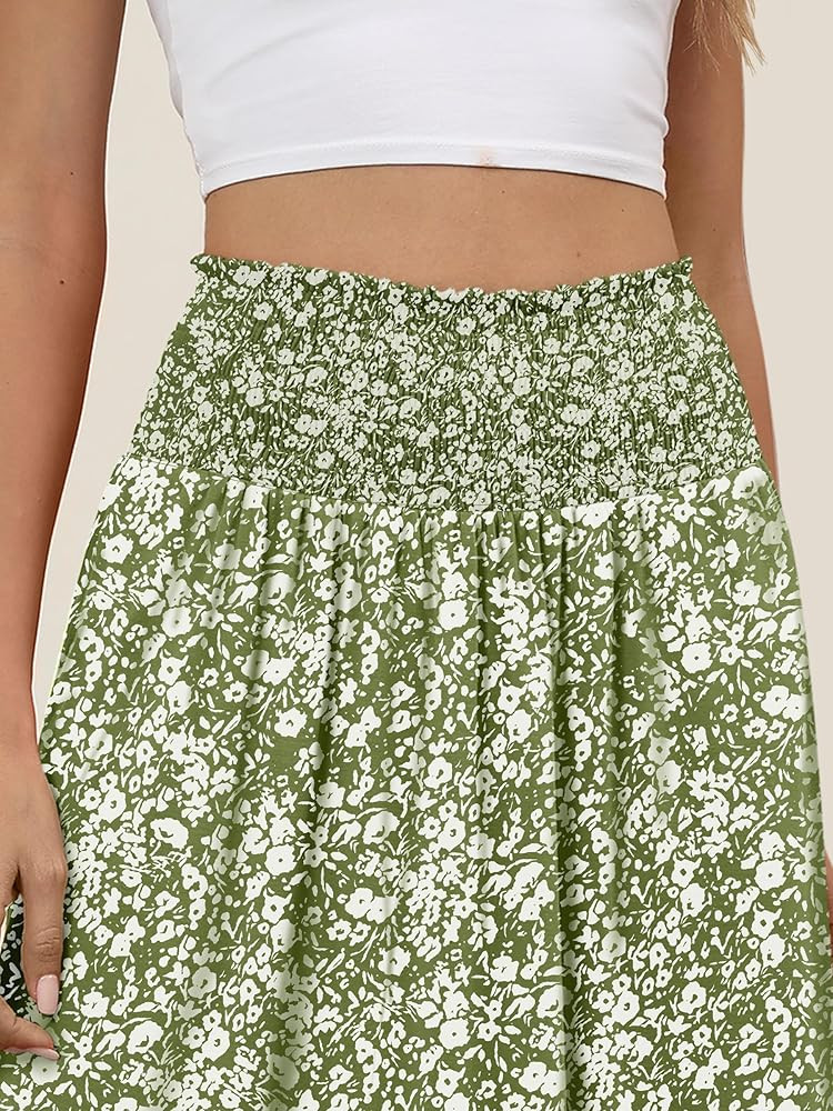 ANRABESS Women's Maxi Skirts Summer Boho Floral High Waisted Flowy Swing Pleated Beach Long Skirt... | Amazon (US)