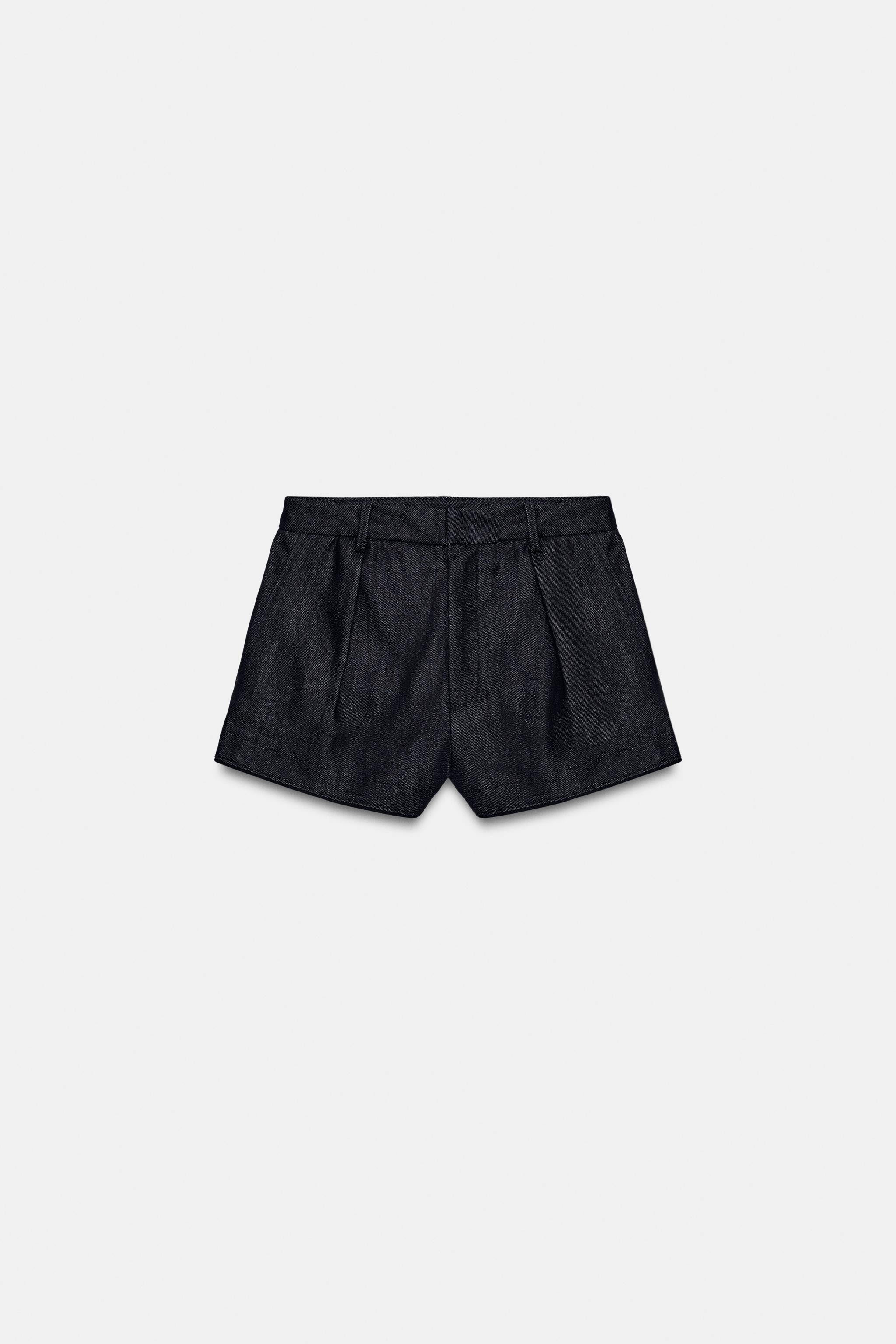 ZW COLLECTION PLEATED DENIM SHORTS | Zara US