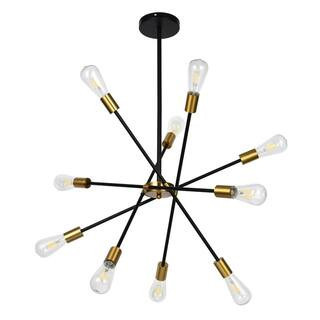 10-Light Black Unique Modern Linear Chandelier Pendant Light | The Home Depot