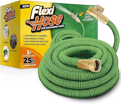 Flexi Hose Lightweight Expandable Garden Hose, No-Kink Flexibility, 3/4 Inch Solid Brass Fittings... | Amazon (US)