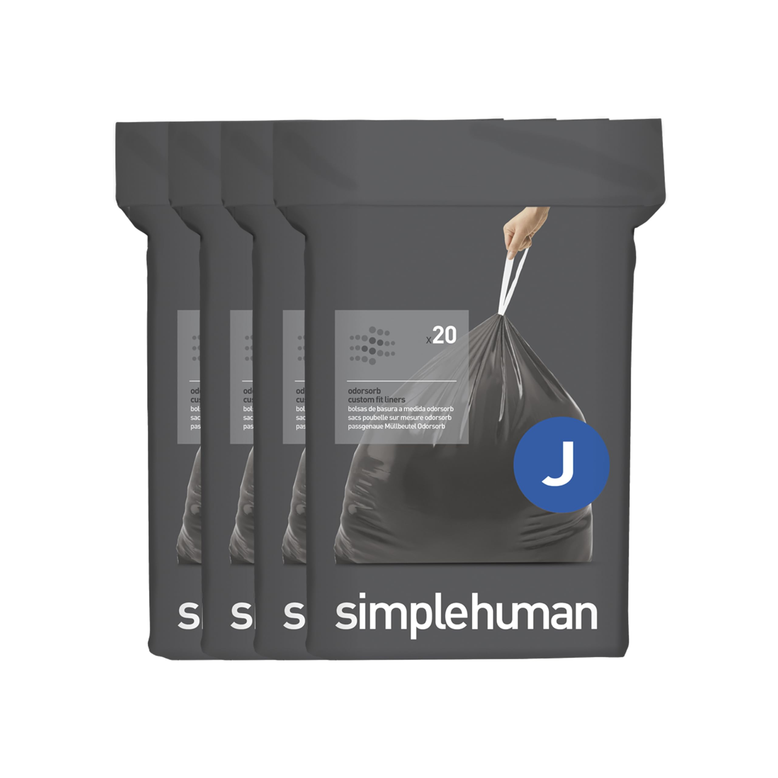 simplehuman Code J 80 Count, Genuine Odorsorb Custom Fit Liners, Drawstring Odor Absorbing Trash ... | Amazon (US)