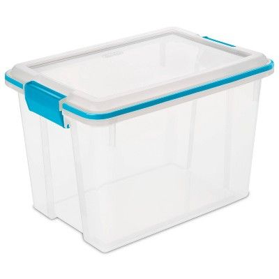 Sterilite 20qt Gasket Box with Latches Clear/Blue | Target